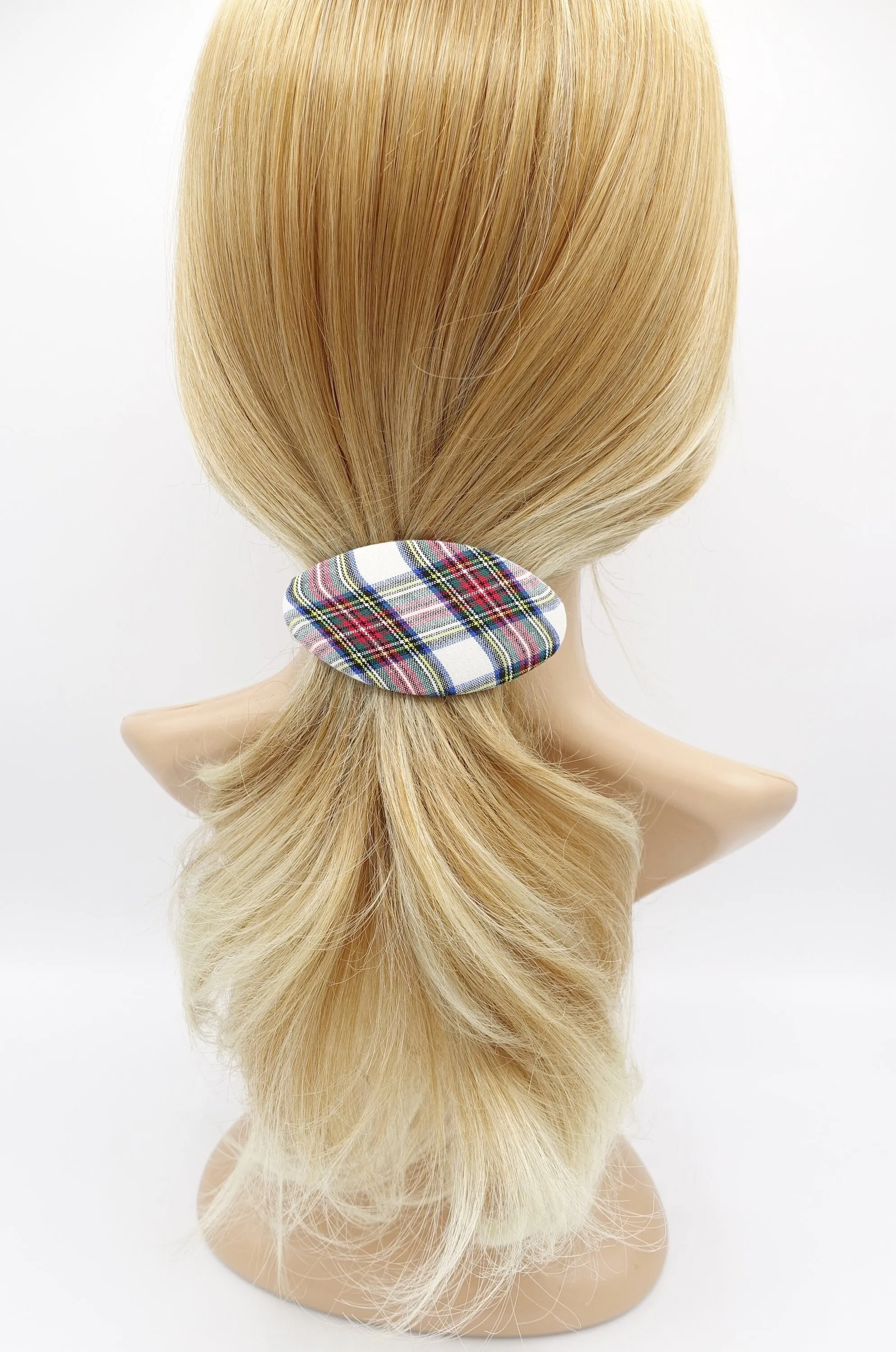 plaid hair barrette, oval hair barrette, daily hair barrette for women