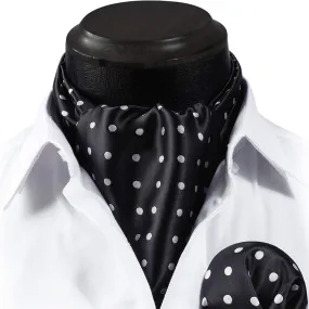 Polka Dot Ascot Cravat Scarf - B-BLACK POLKA DOT