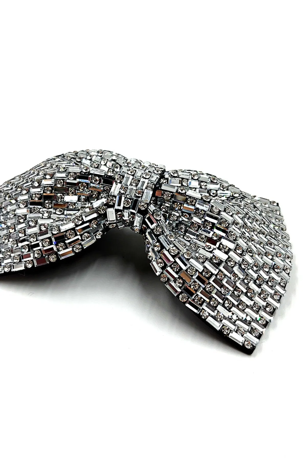 Polka Dot Crystal Rhinestone Sparkling Bow Ribbon Barrette