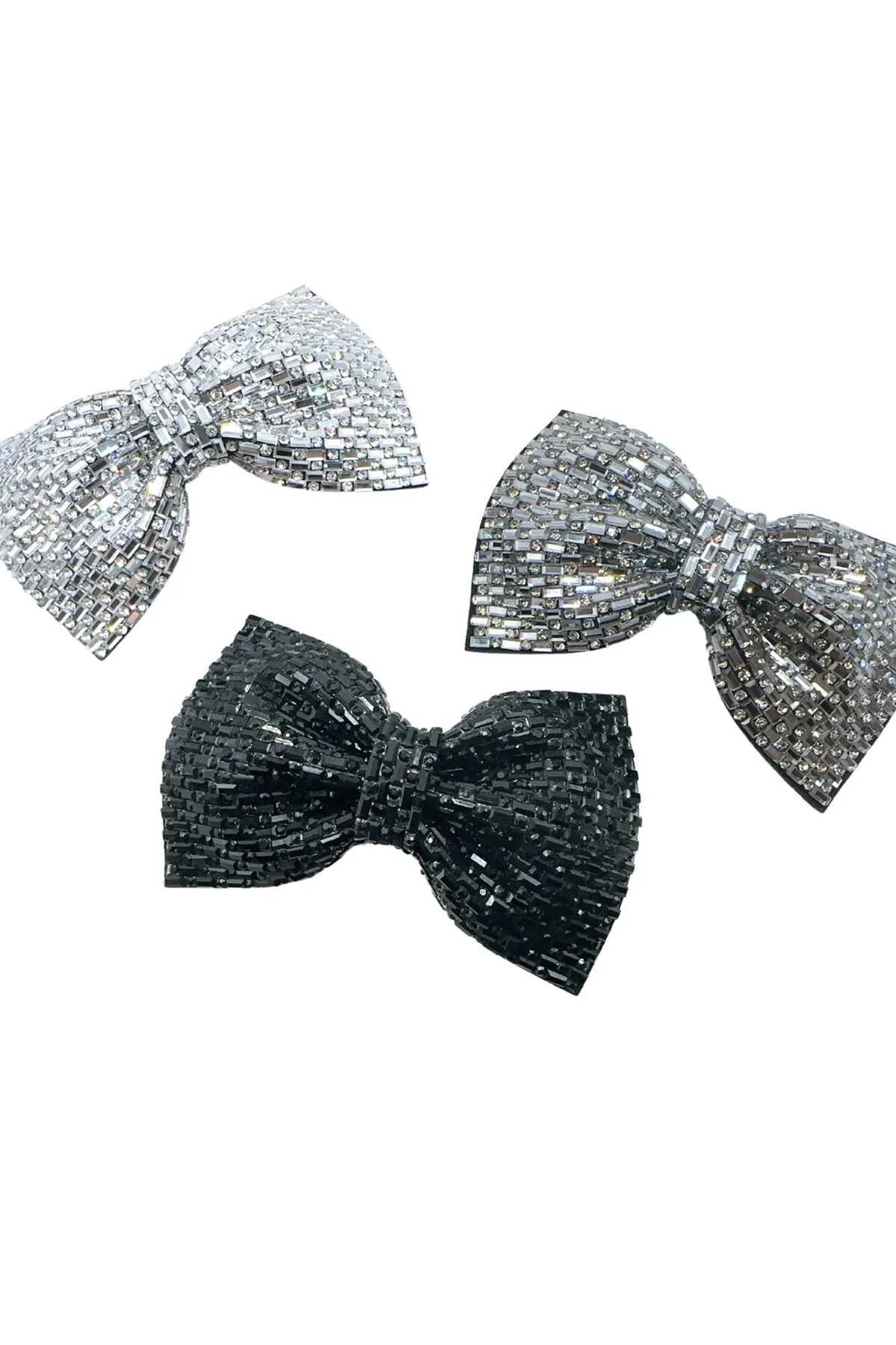 Polka Dot Crystal Rhinestone Sparkling Bow Ribbon Barrette