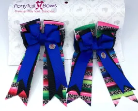 PonyTail Bows- Blue Sarape