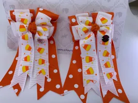 PonyTail Bows- Candy Corn Orange