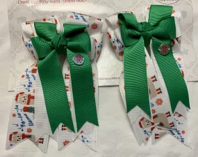 PonyTail Bows- Green Fa-la-llama