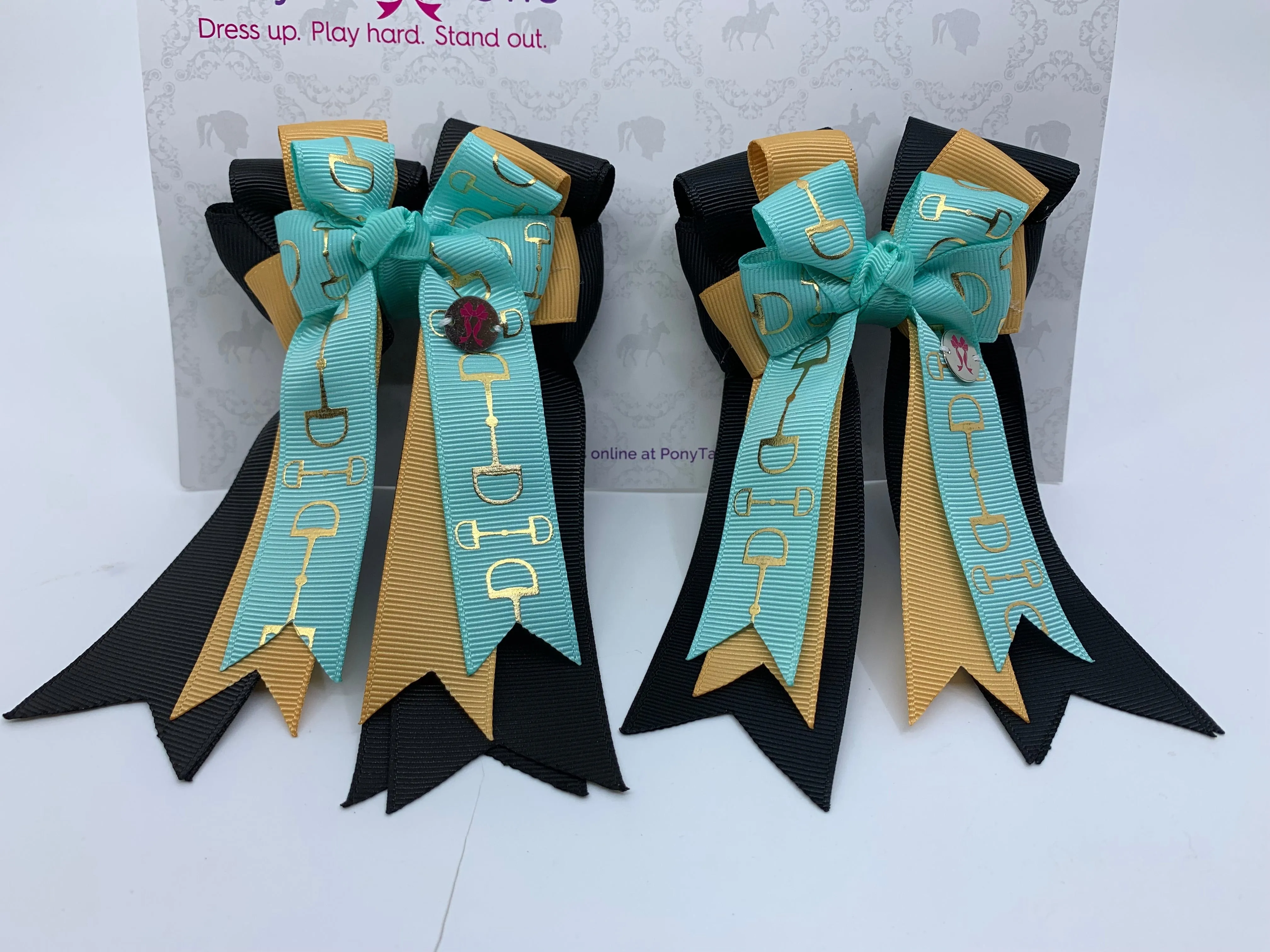 PonyTail Bows- Mint Green Glitz Bits