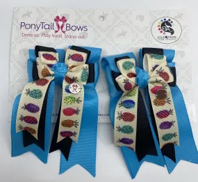 PonyTail Bows- Pineapple Turquoise