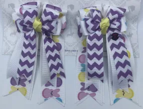 PonyTail Bows- Purple Chevron Peeps