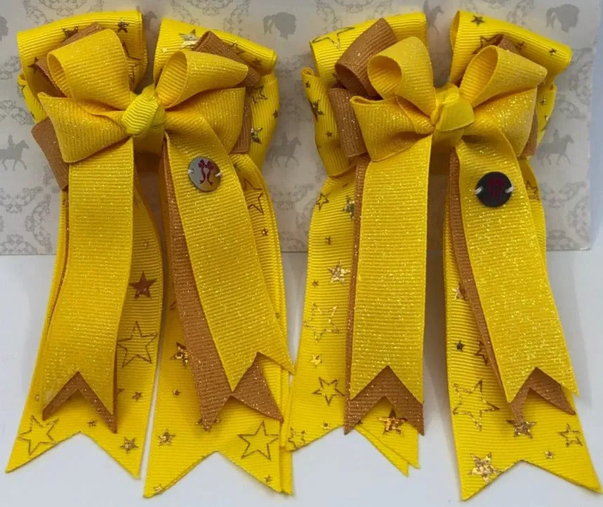 PonyTail Bows- Starry Night Yellow