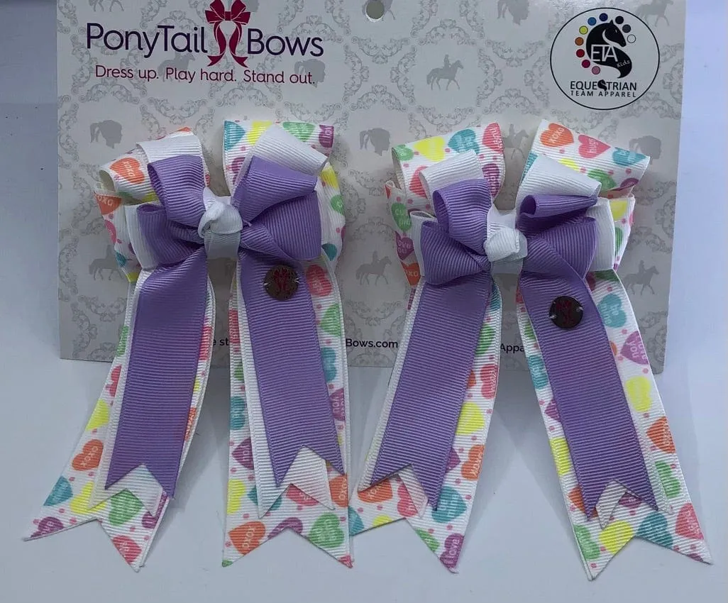 PonyTail Bows- Valentines Candy Lavender