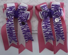 PonyTail Bows- Zebra Purple