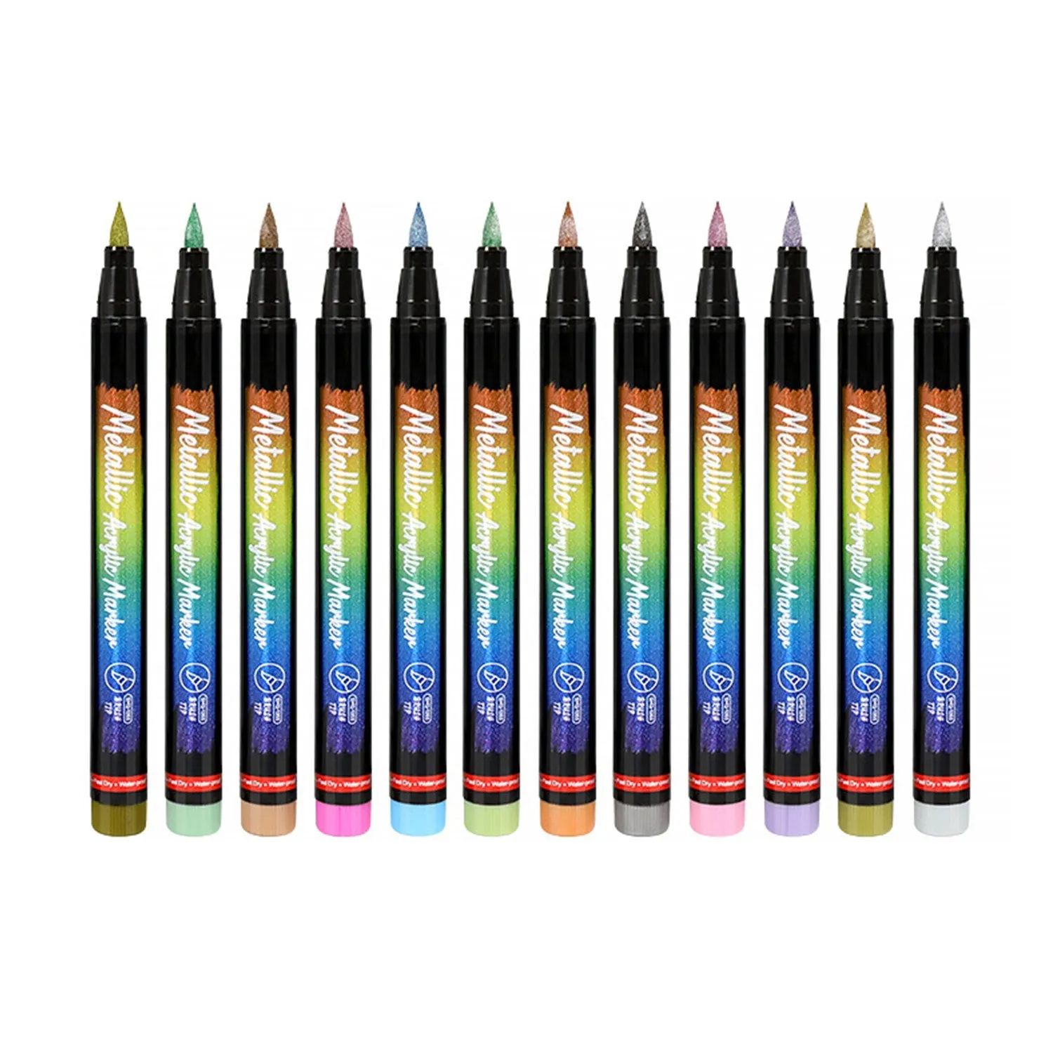 Poppy Crafts Acrylic Paint Markers - Metallic 12 Pack