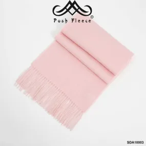 POSH FLEECE Pure Wool Scarf with Fringe Light Pink