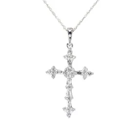 Pre-Owned Zales 1/4ct Diamond Cross Pendant Necklace in 10k White Gold