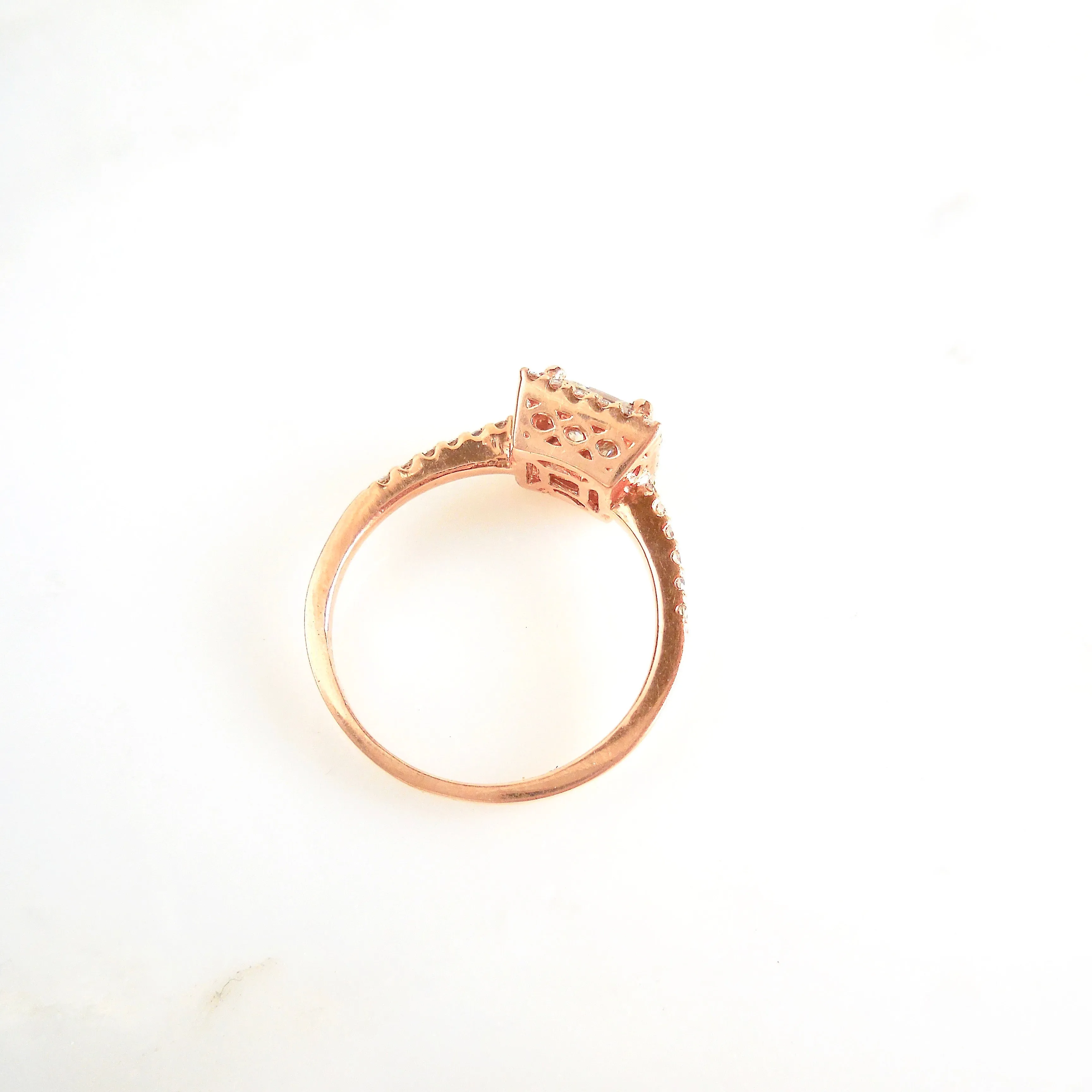 Princess Cut Diamond Halo Ring - Princess Diamond Rose Gold Ring - Rose Gold Womens Diamond Ring