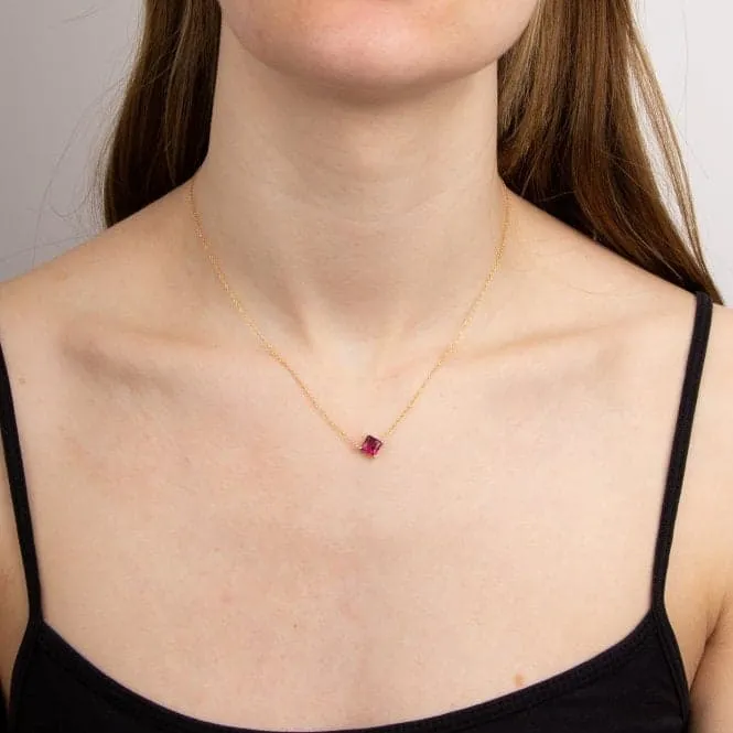 Princess cut lab created ruby necklace GN376R