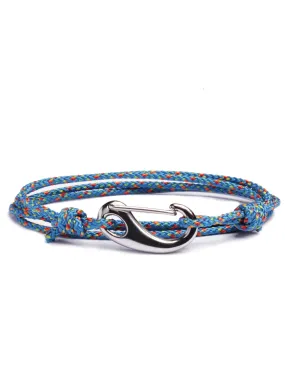 "Land Sail Sea" Blue   Silver Cord Bracelet (09S)