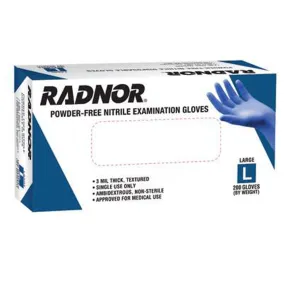 Radnor X-Large Blue 9 1/2" 3 mil Medical Exam Grade Latex-Free Nitrile Ambidextrous Non-Sterile Powder-Free Disposable Gloves With Textured Finish