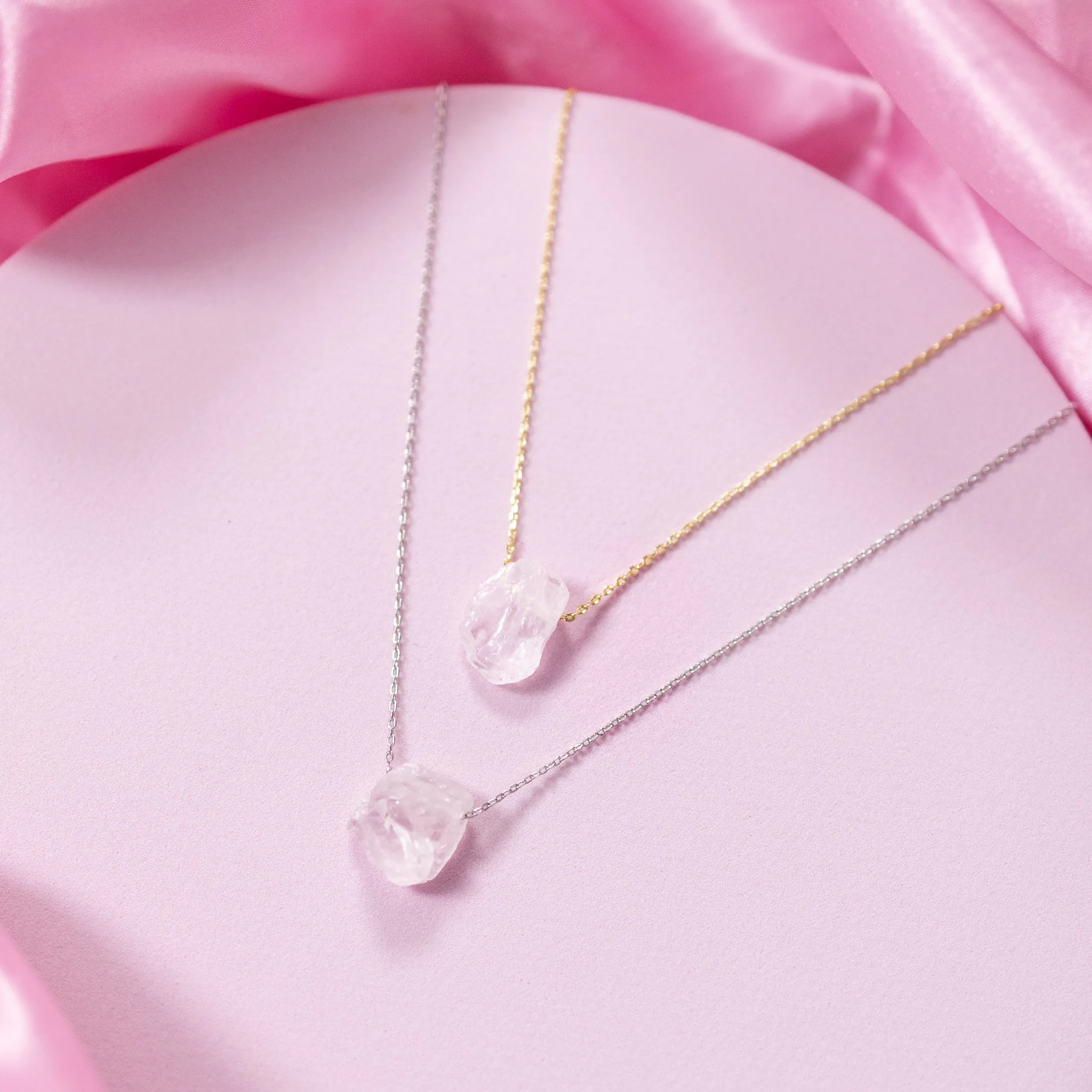 Raw Crystal 14K Gold, Silver Birthstone Necklace