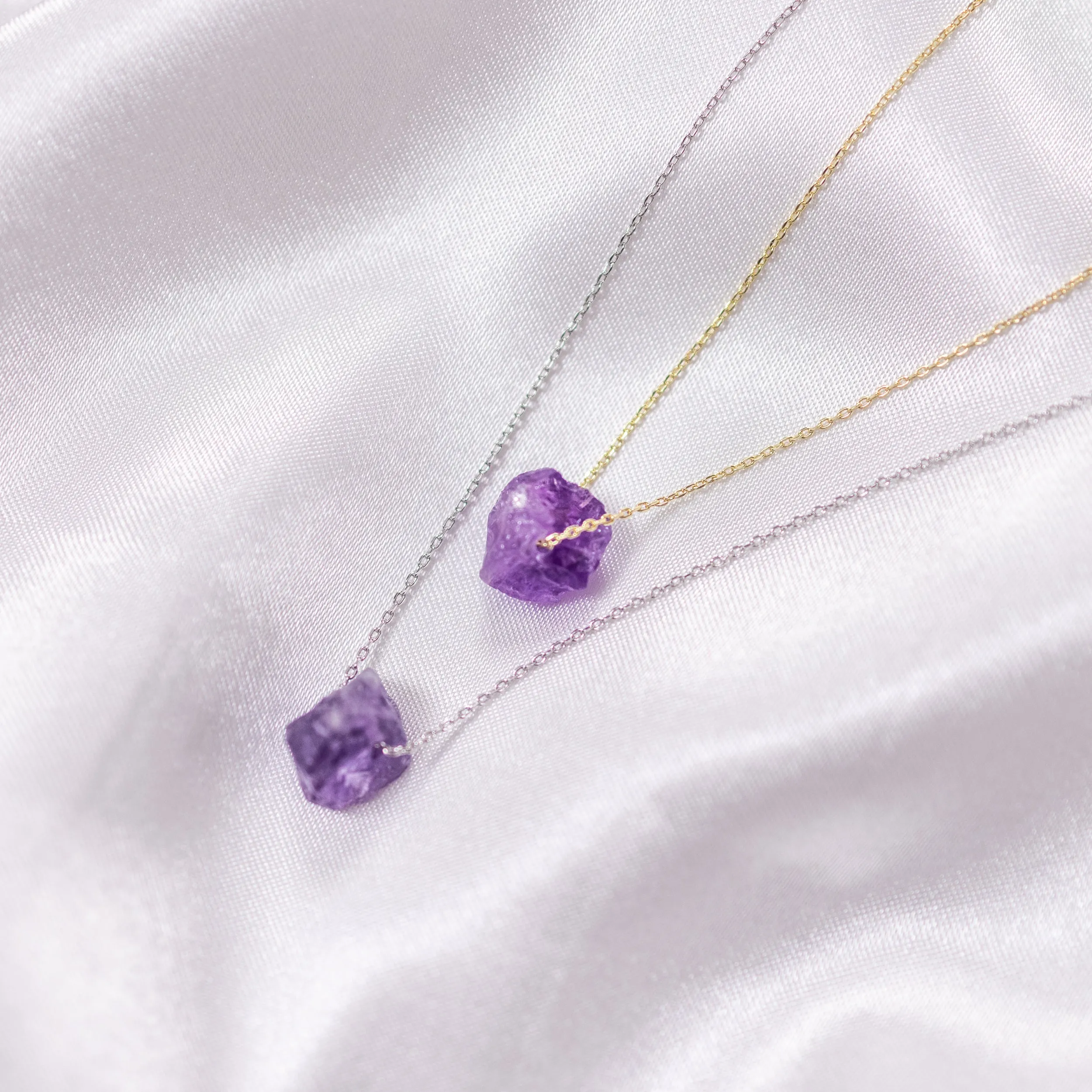 Raw Crystal 14K Gold, Silver Birthstone Necklace