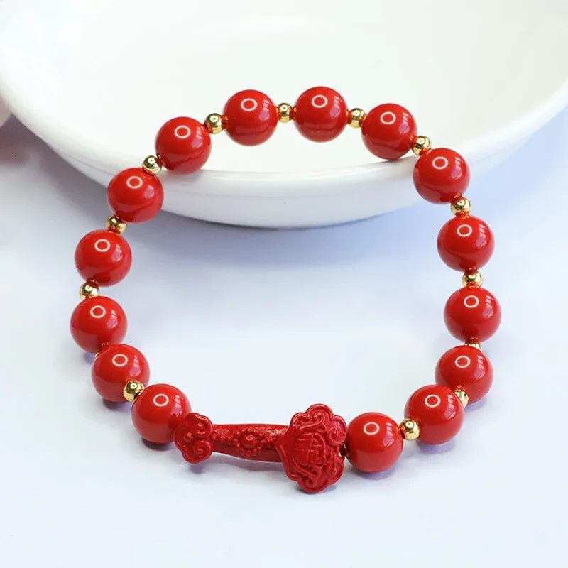 Red Cinnabar Sterling Silver Bracelet - Fortune's Favor Collection