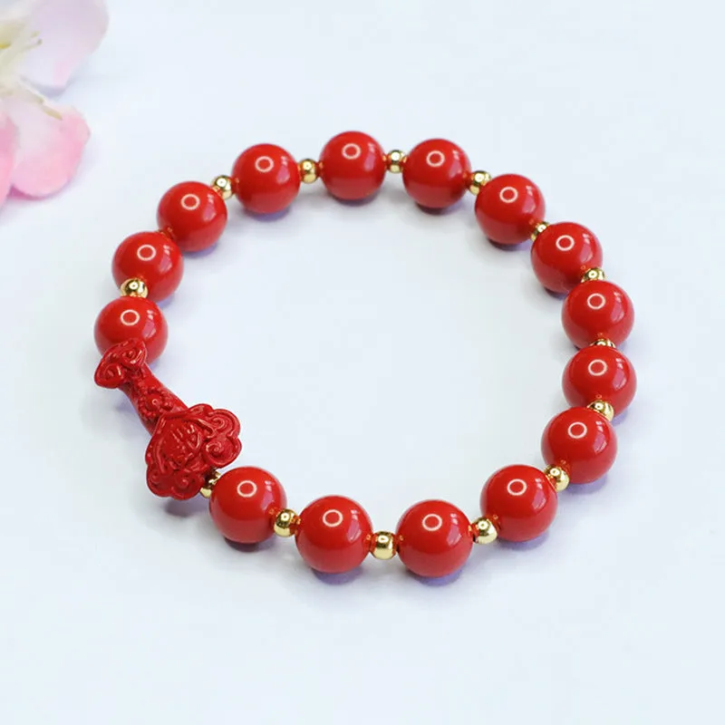 Red Cinnabar Sterling Silver Bracelet - Fortune's Favor Collection