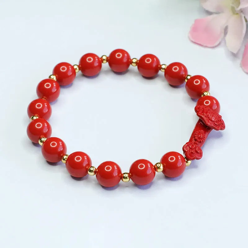 Red Cinnabar Sterling Silver Bracelet - Fortune's Favor Collection