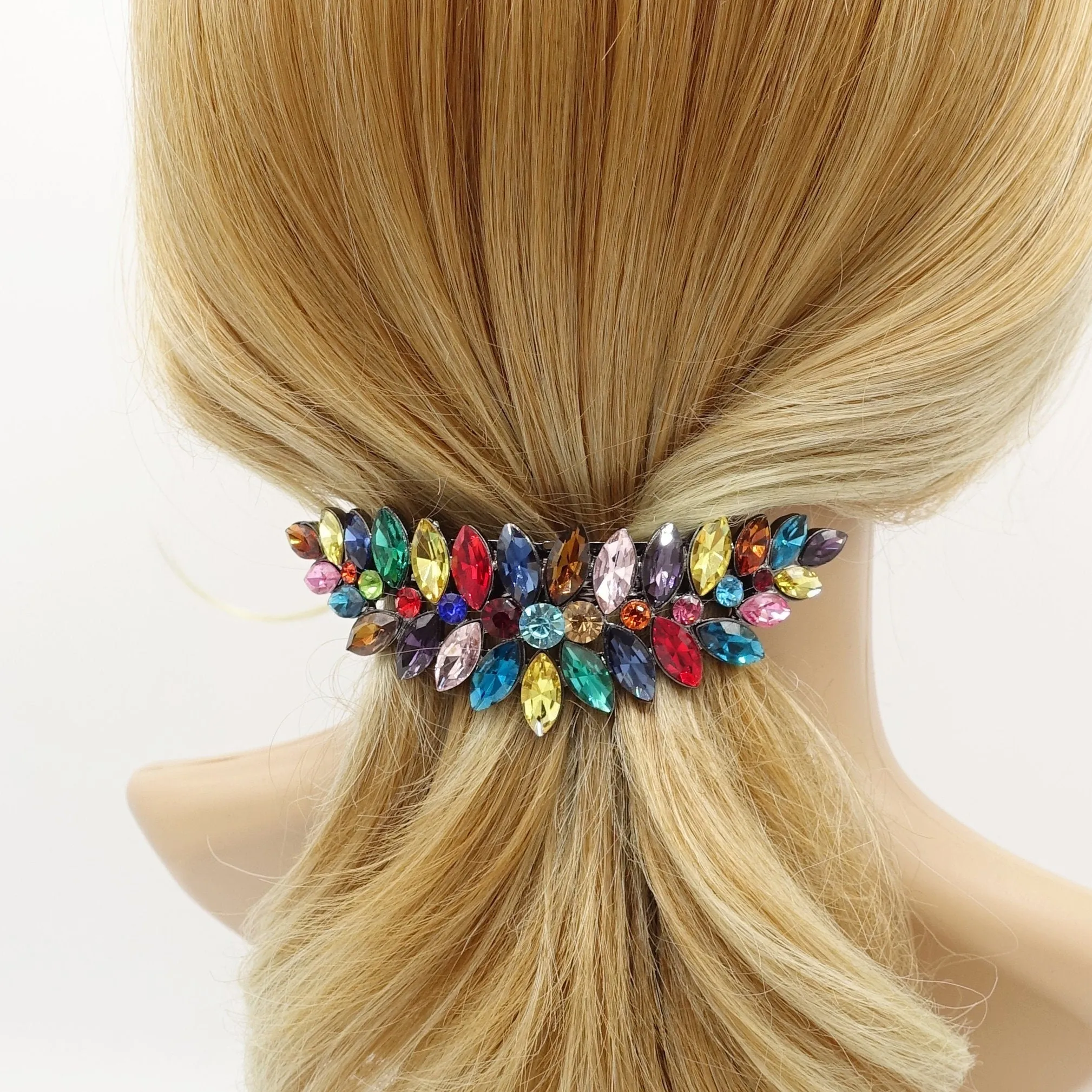 rhinestone leaf hair barrette bling hair accessory for women