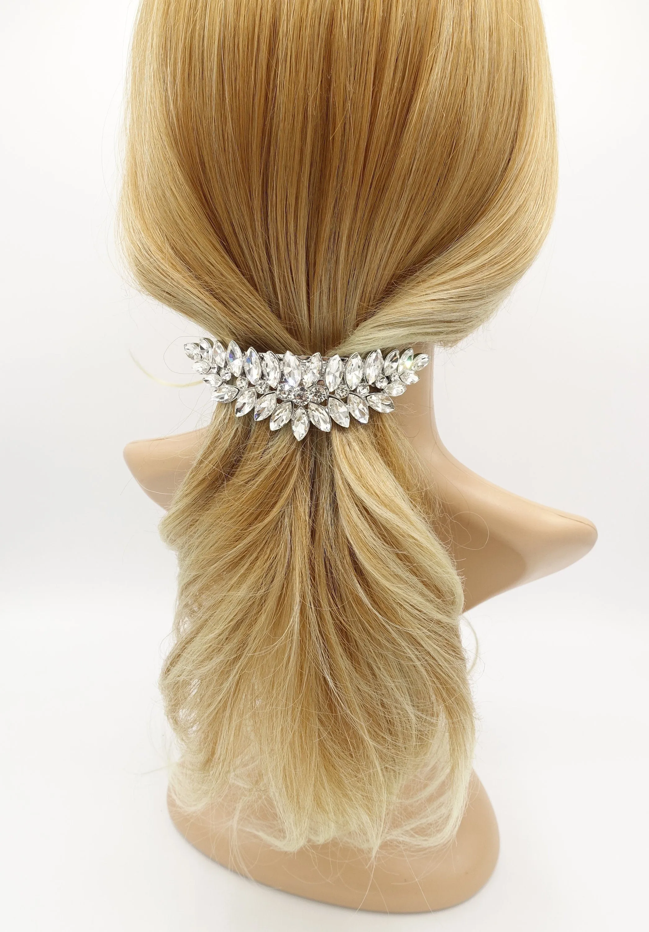 rhinestone leaf hair barrette bling hair accessory for women