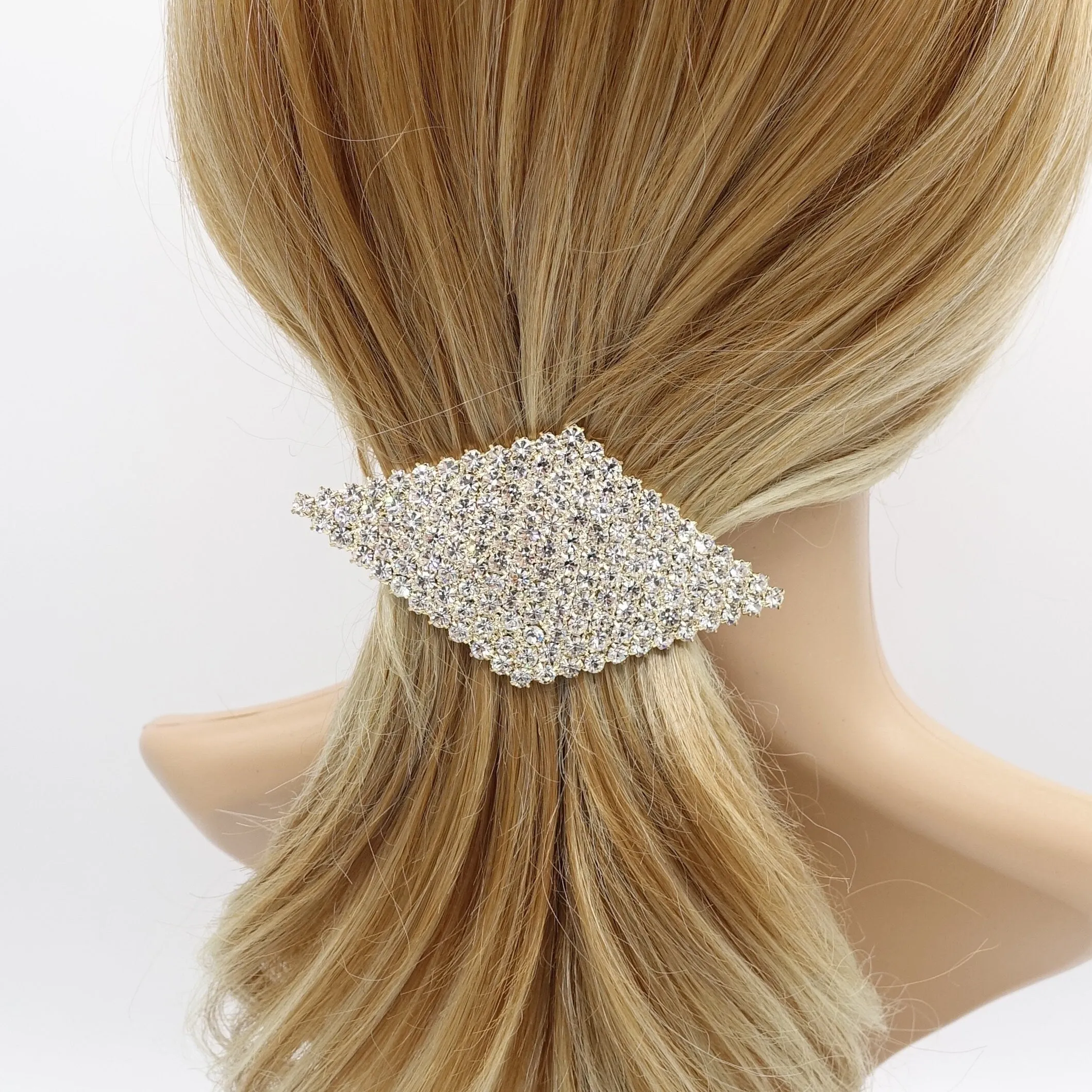 rhombus hair barrette, rhinestone hair barrette for women