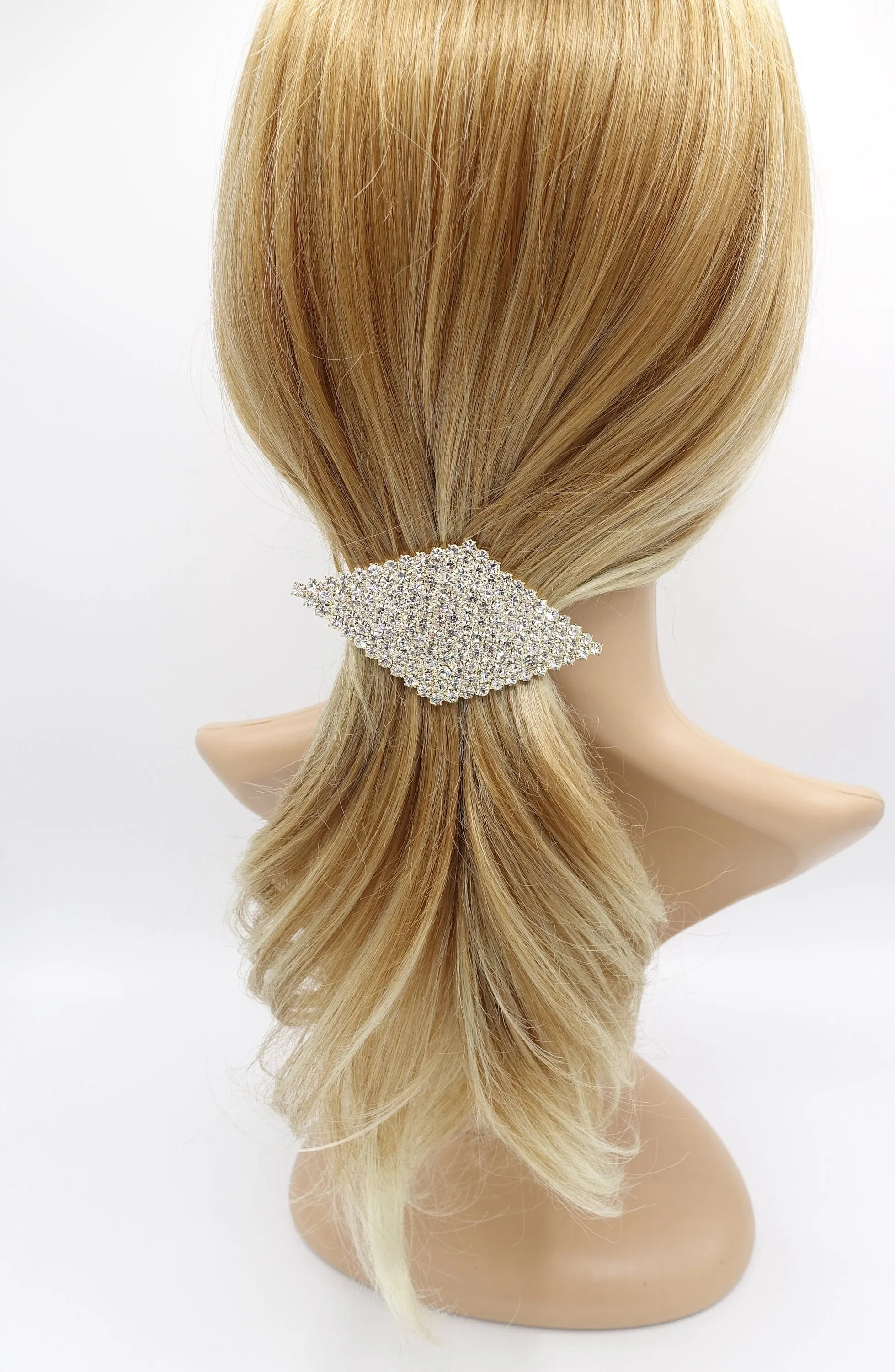 rhombus hair barrette, rhinestone hair barrette for women