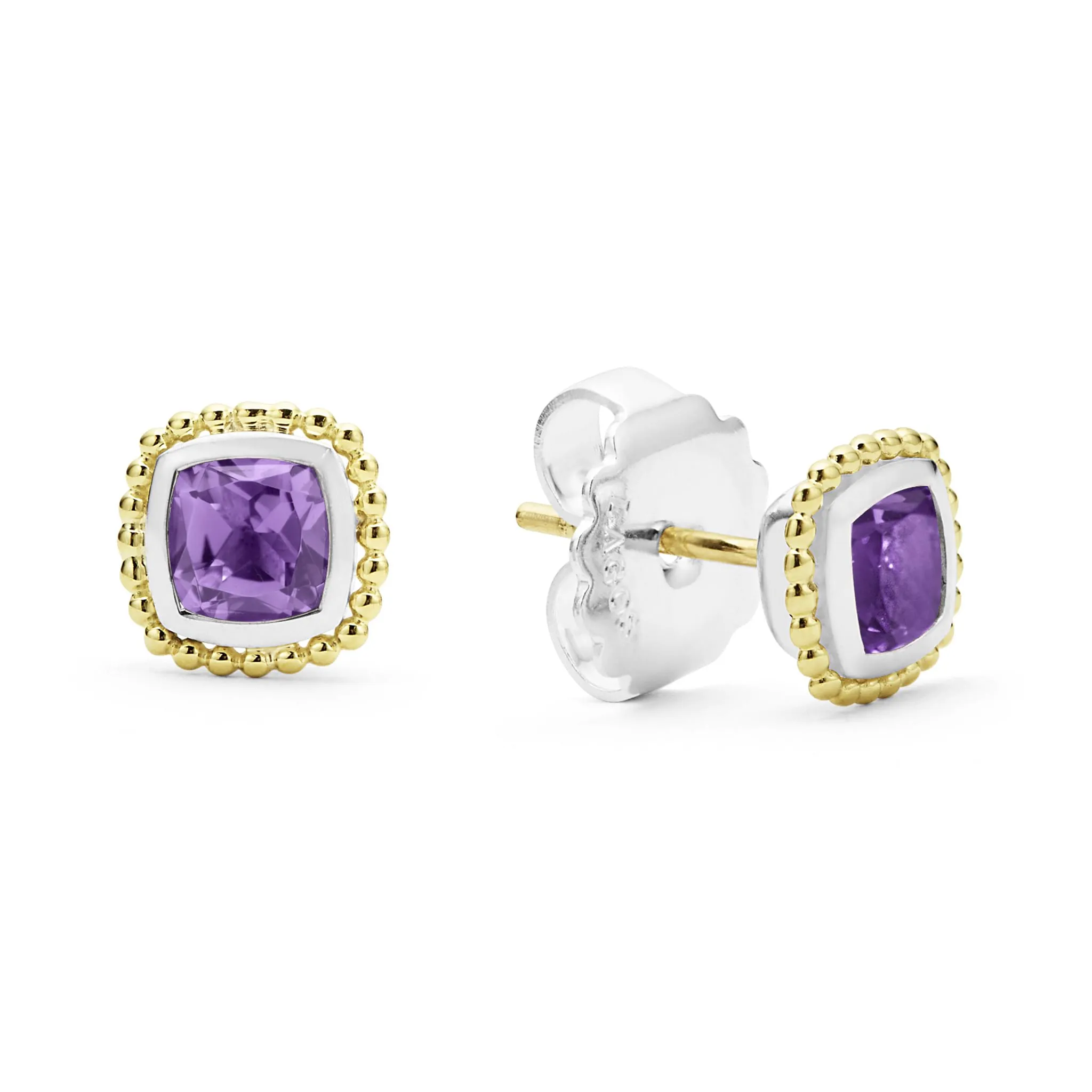 Rittenhouse Two-Tone Amethyst Stud Earrings