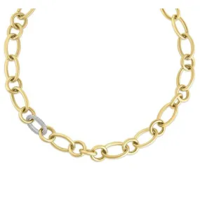 Roberto Coin 18k Yellow and White Gold Diamond Link Necklace