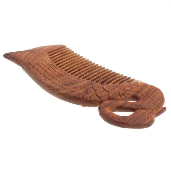 Rosewood Carved Swan Seamless Hair Comb