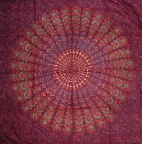 Sanganeer Block Print Scarf Soft Light Cotton 42 x 42 Burgundy