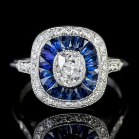 Sapphire Diamond Ring Platinum Engagement Ring