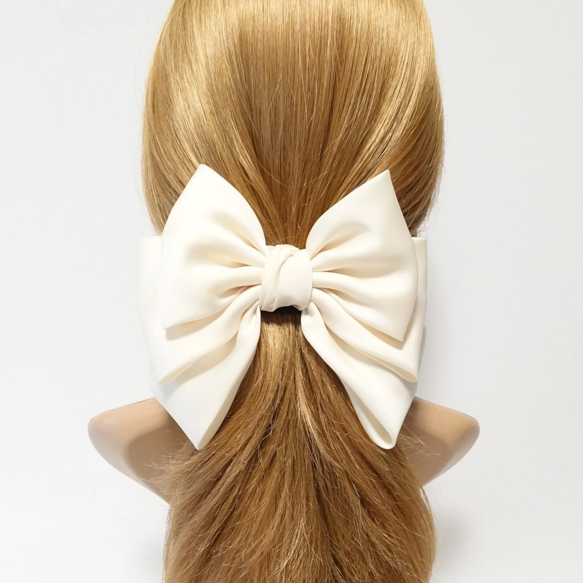 satin layered hair bow french barrette Women solid color stylish hair bow