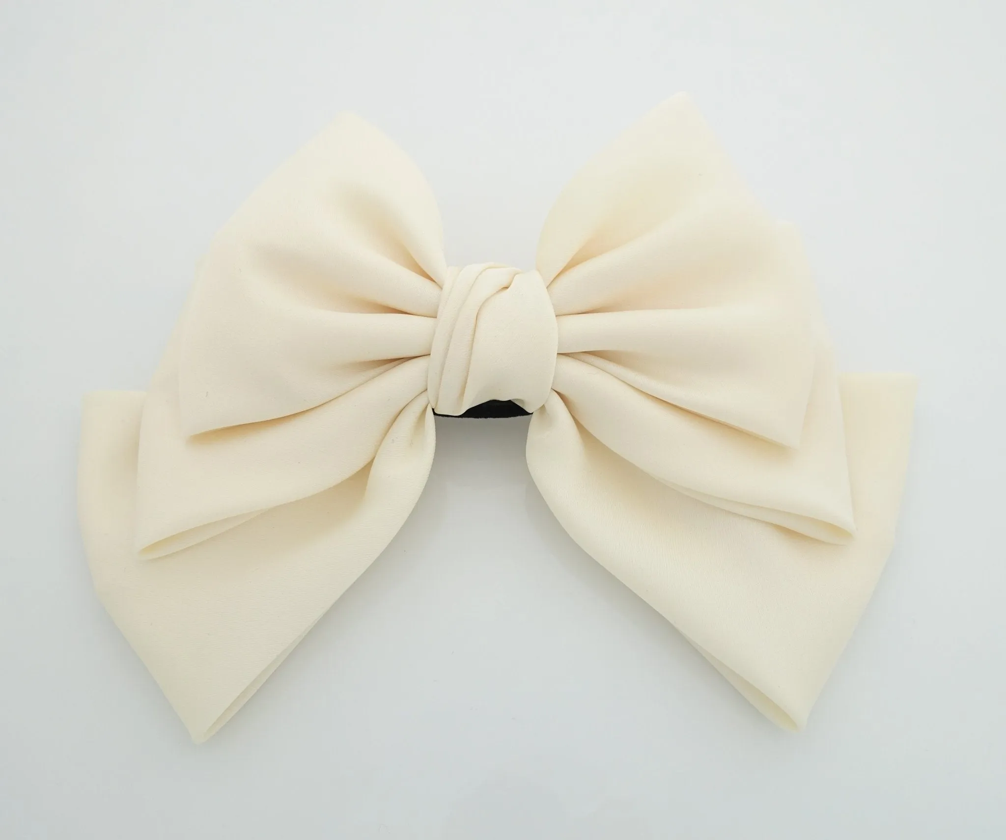 satin layered hair bow french barrette Women solid color stylish hair bow