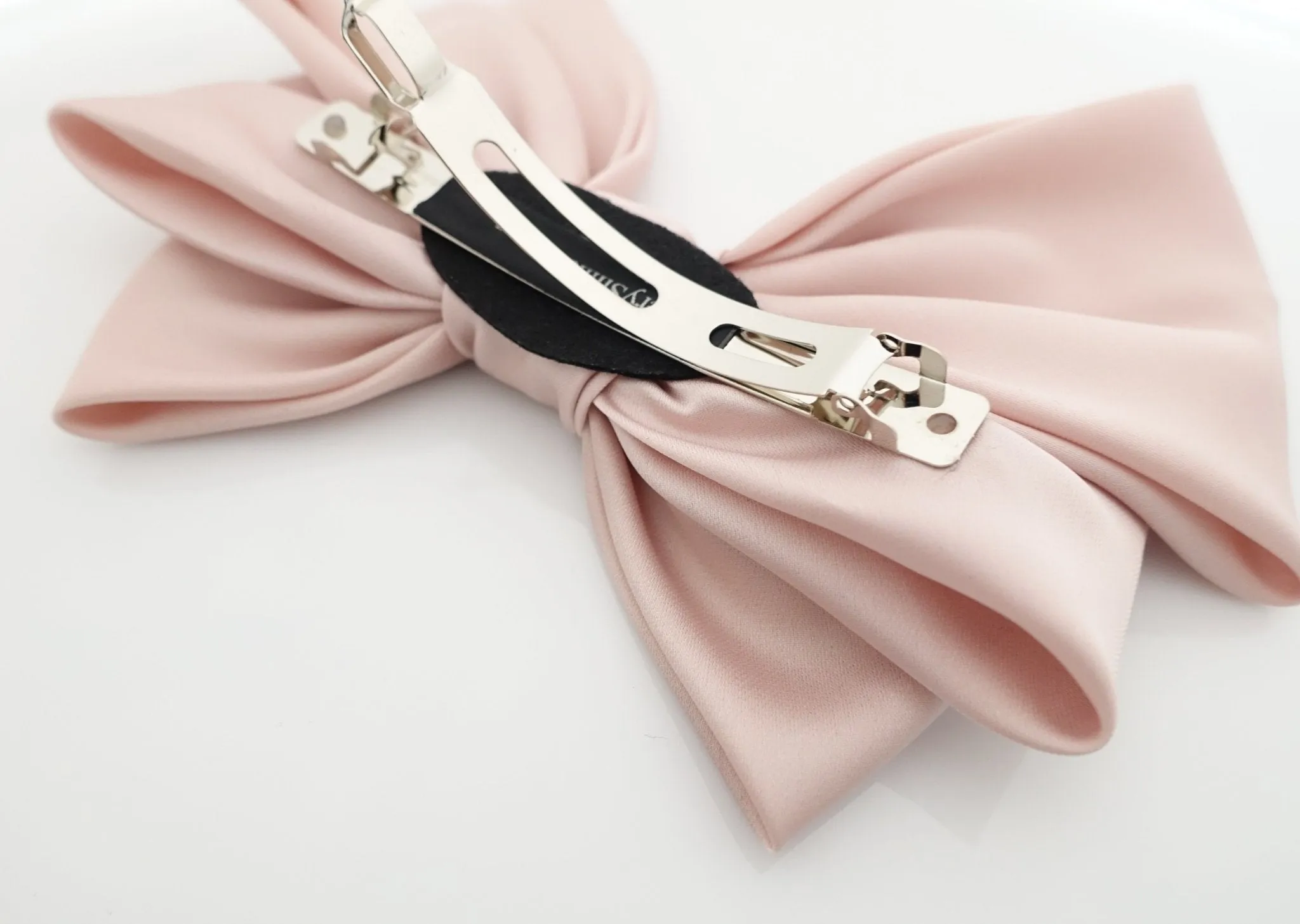 satin layered hair bow french barrette Women solid color stylish hair bow