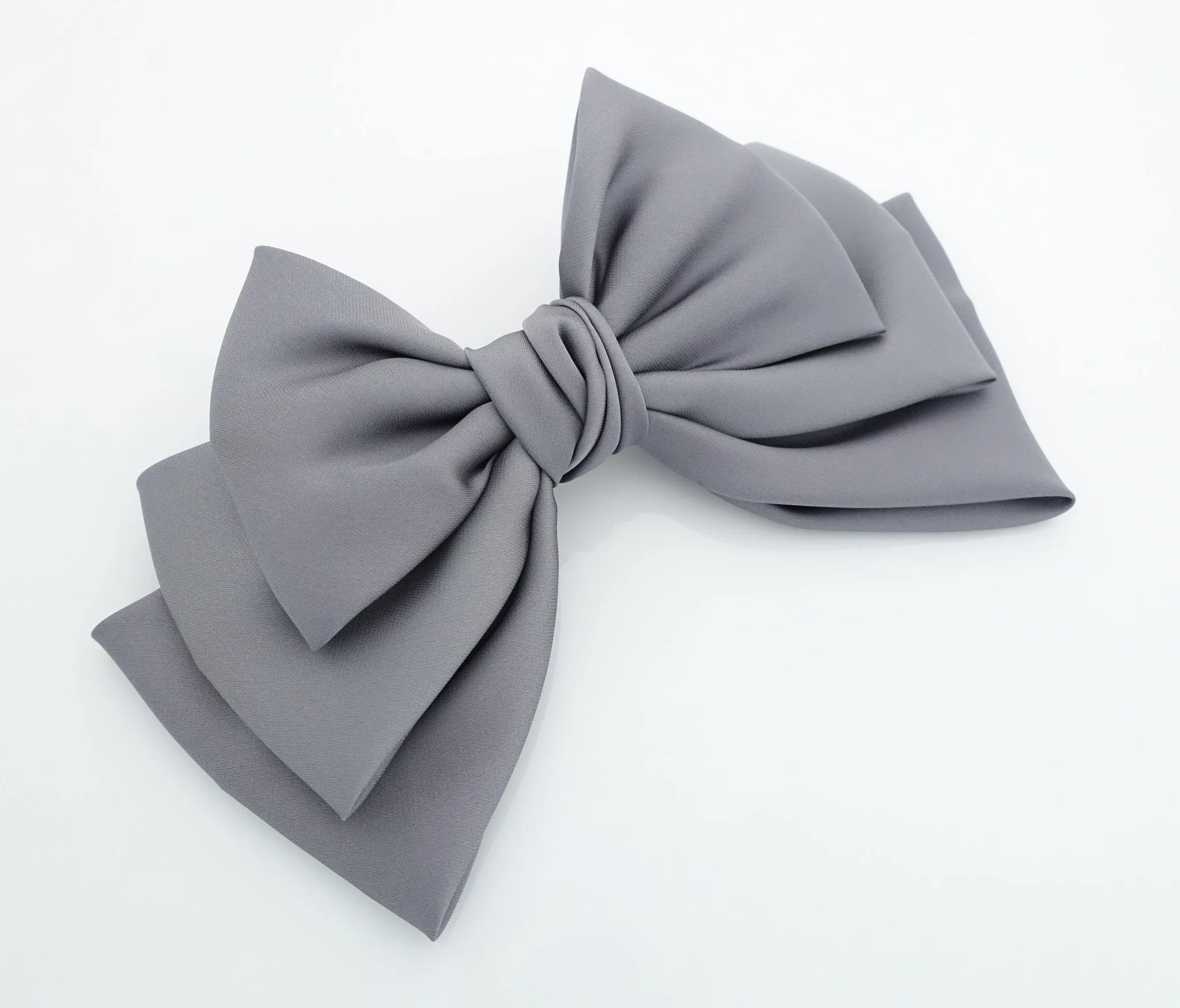 satin layered hair bow french barrette Women solid color stylish hair bow