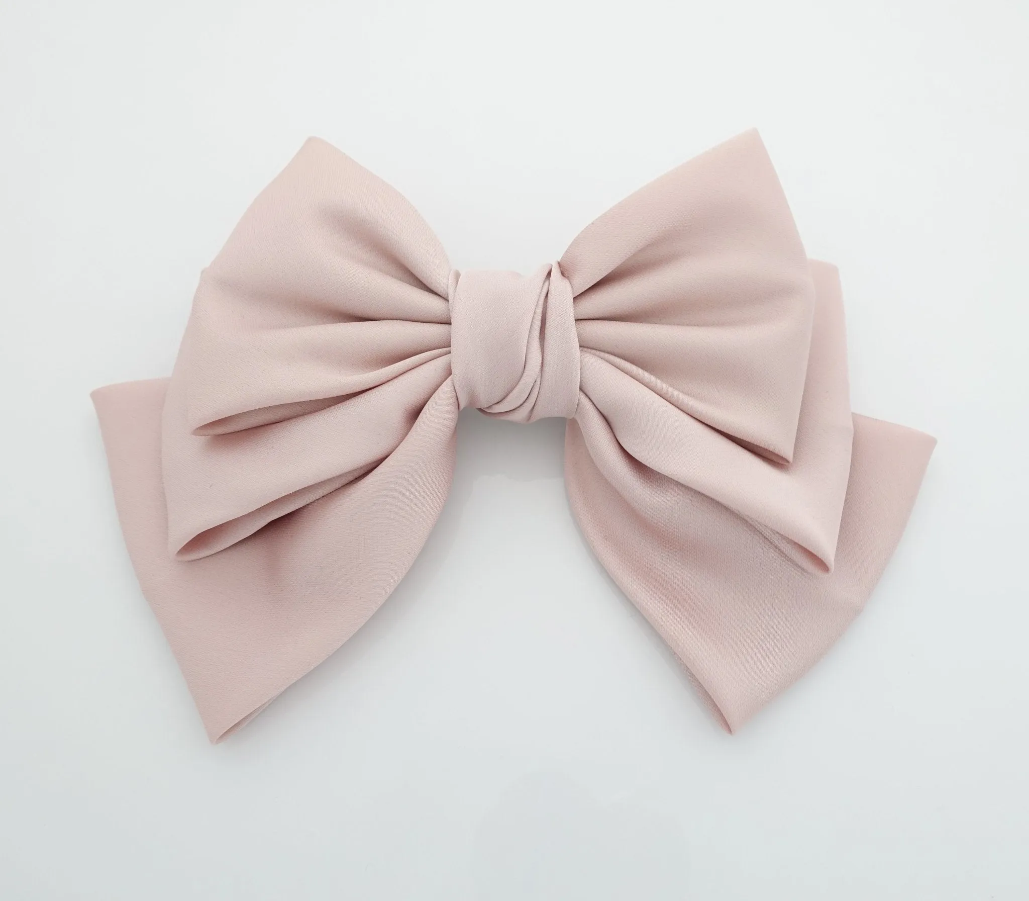 satin layered hair bow french barrette Women solid color stylish hair bow