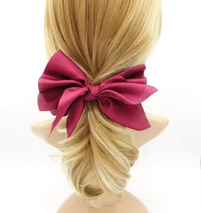 satin layered hair bow french hair barrette