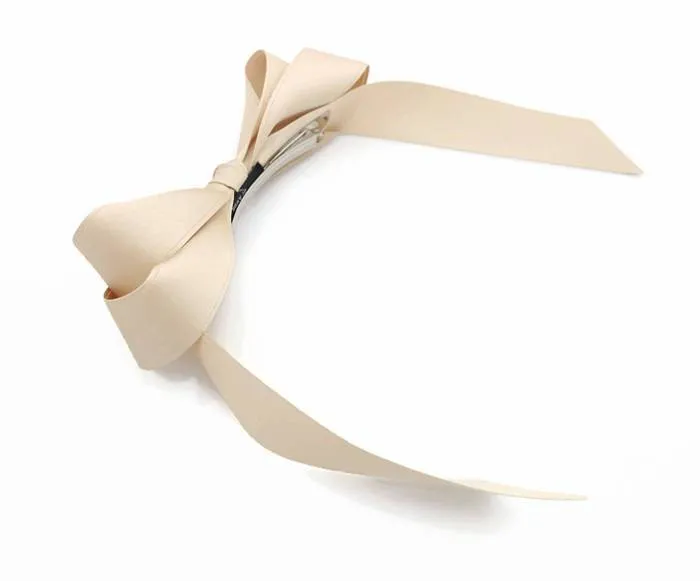 Satin Long Tail Bow French Hair Barrette Handmade Hair Accessory for Women