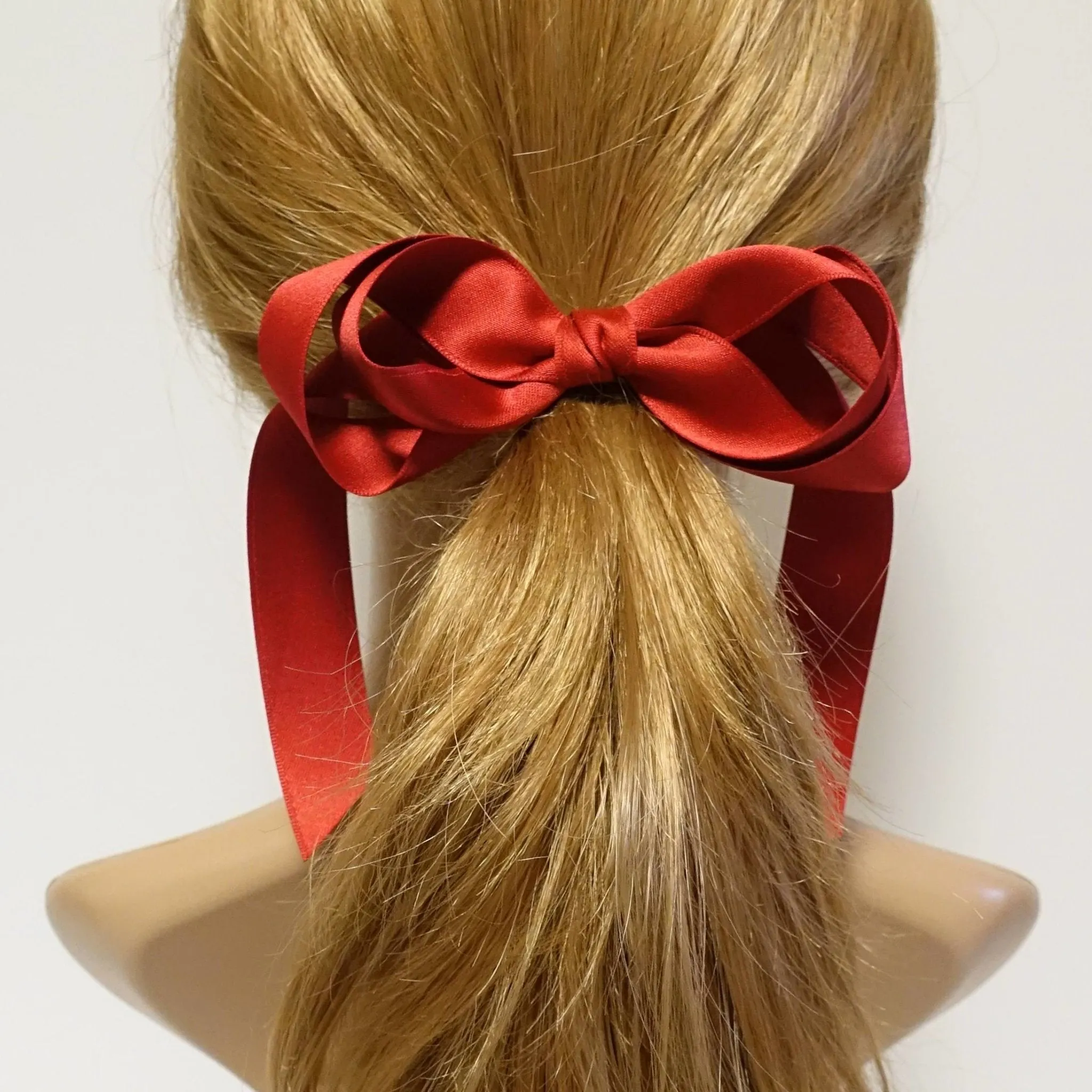 Satin Long Tail Bow French Hair Barrette Handmade Hair Accessory for Women