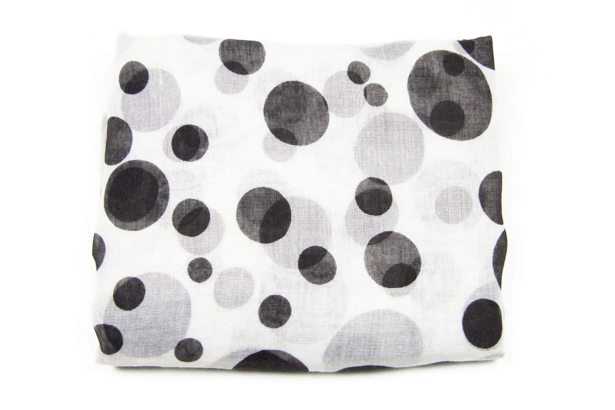 Scarf / White Black / Giant Polka Dot / Unisex