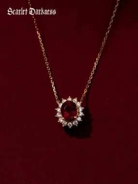 Scarlet Darkness Pomegranate Red Ruby Necklace