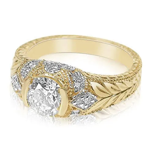 Selected 1.25 CT Round Cut Diamond Engagement Ring in 14 KT Yellow Gold