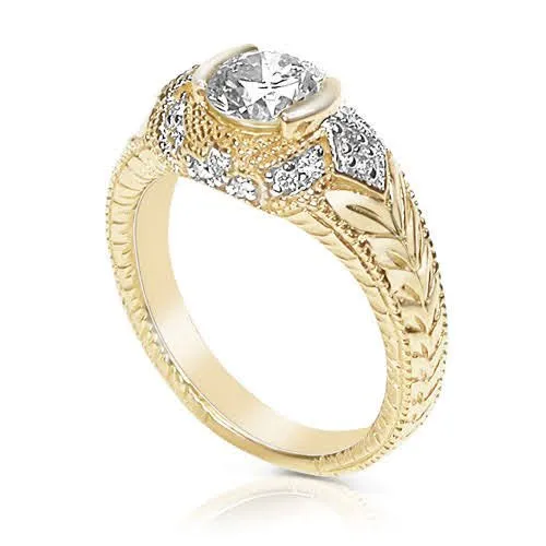 Selected 1.25 CT Round Cut Diamond Engagement Ring in 14 KT Yellow Gold