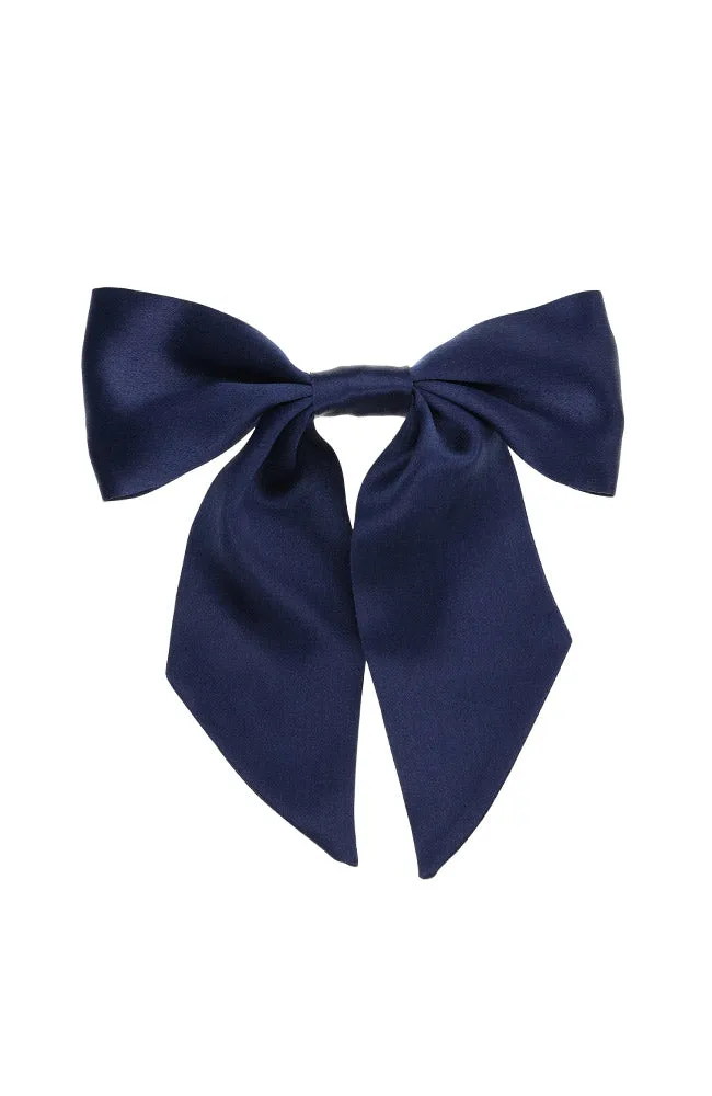 Short Bow Barrette - Silk Charmeuse