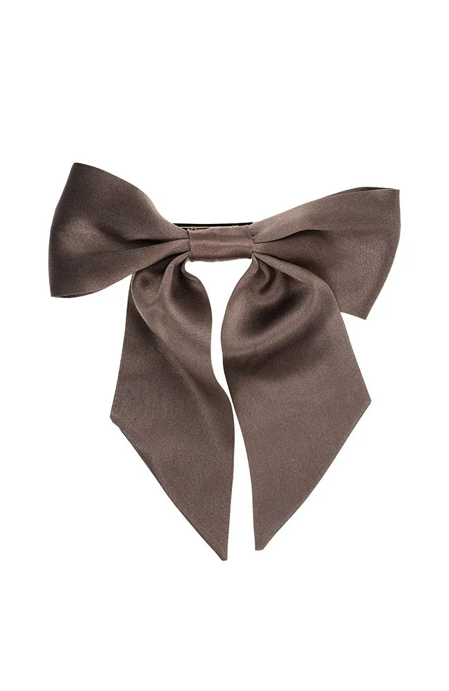 Short Bow Barrette - Silk Charmeuse