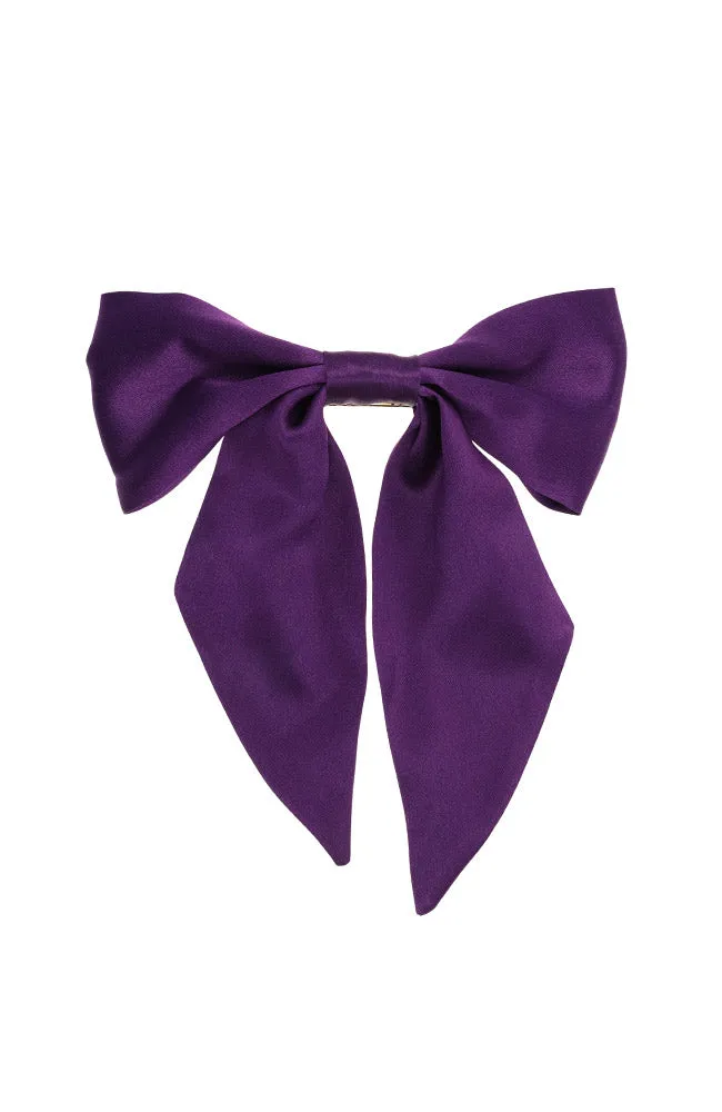 Short Bow Barrette - Silk Charmeuse