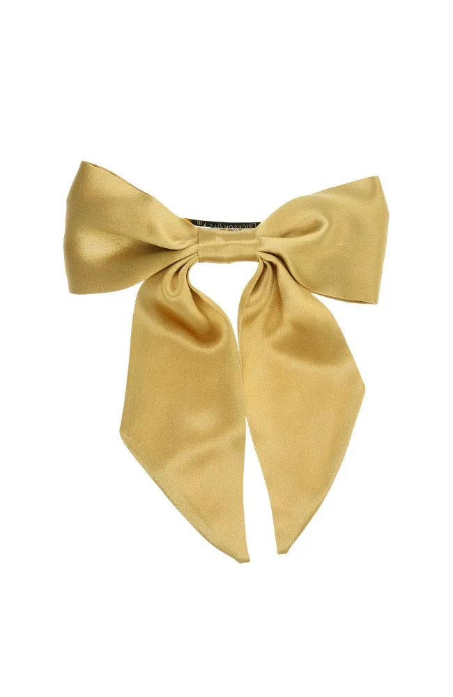 Short Bow Barrette - Silk Charmeuse